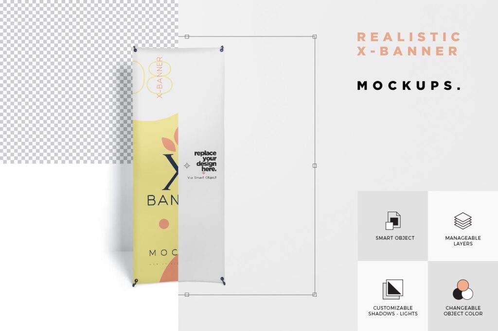 多种透视角度X-展板模型样机效果图Realistic X Banner Mockups插图3
