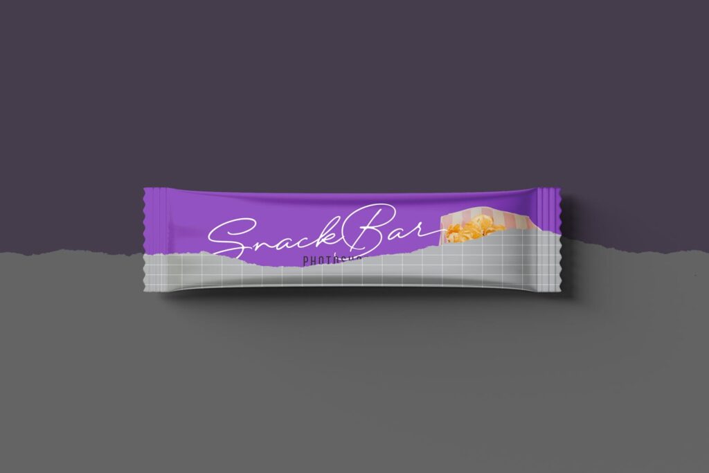 食品真空包装多角度展示模型样机下载Snack Bar Packaging Mockups插图3
