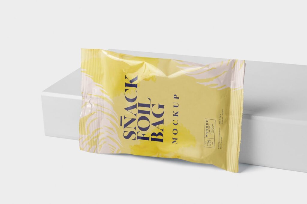 真空包装零食箔袋样机模型效果图Snack Foil Bag Mockup Slim Size插图3