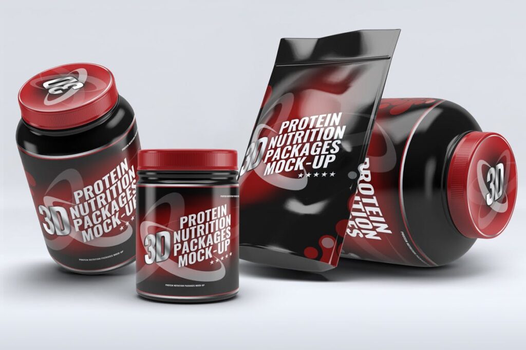 健身营养蛋白粉包装瓶样机模型下载Sport Nutrition Packages MockUp插图3