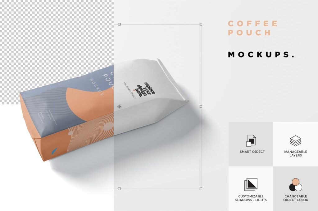 法国咖啡自封袋样机素材模板下载4 Coffee Pouch Mockups YE7NJ2F插图4