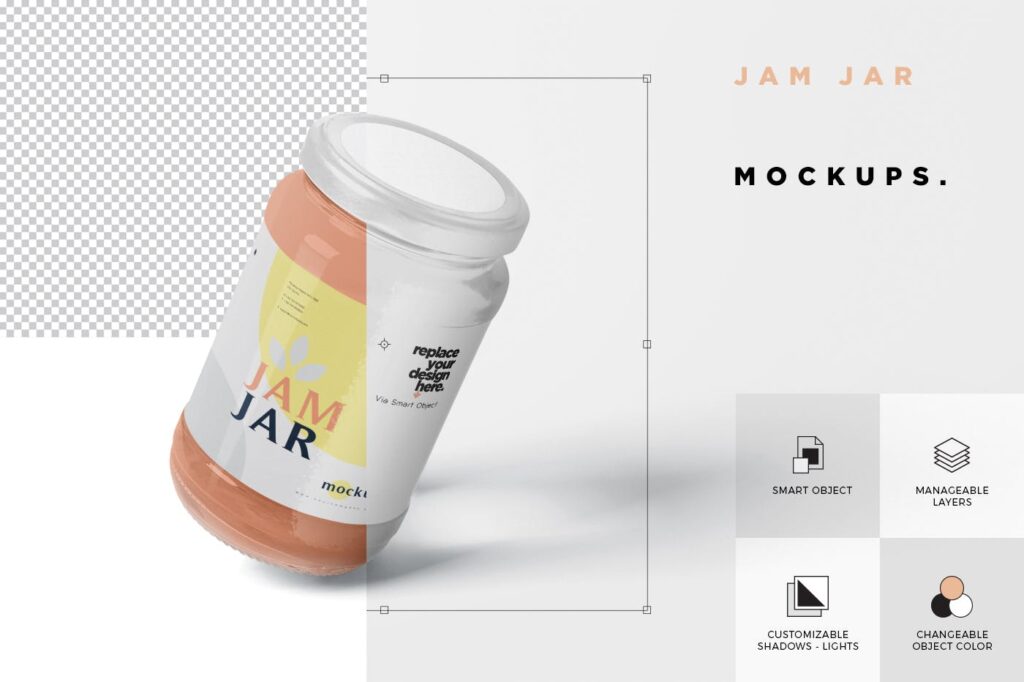 天然果酱罐/玻璃瓶模型样机效果图4 Jam Jar Mockups KYP7MCH插图4