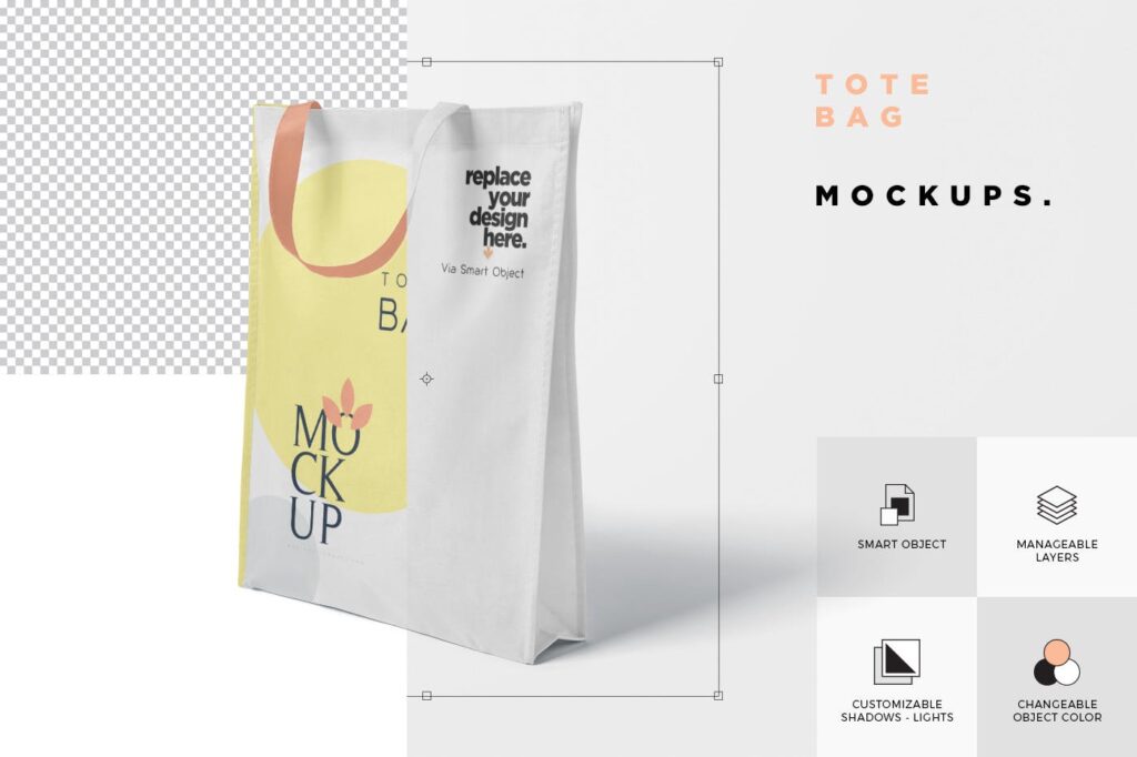 4个购物手提袋样机模型4 Tote Bag Mockups插图4
