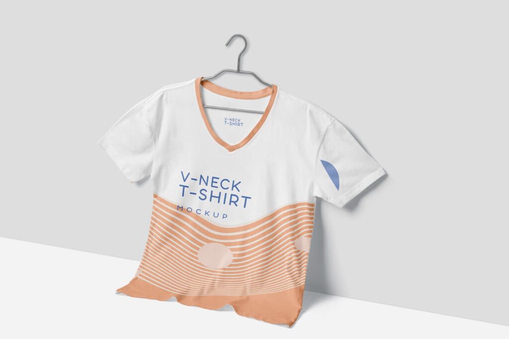 时髦的v领t恤模型/文艺活动文化衫模型样机素材下载5 Trendy VNeck T Shirt Mockups插图4
