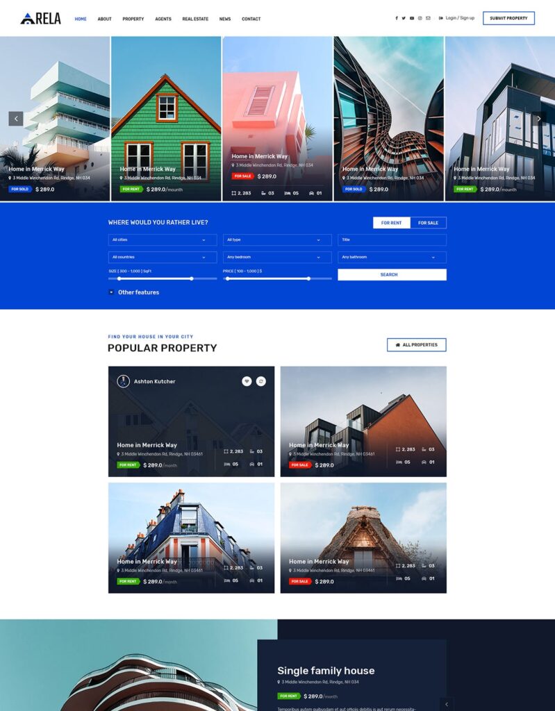 房地产公司网上销售企业网站素材模板素材Arela Real Estate PSD Template插图4