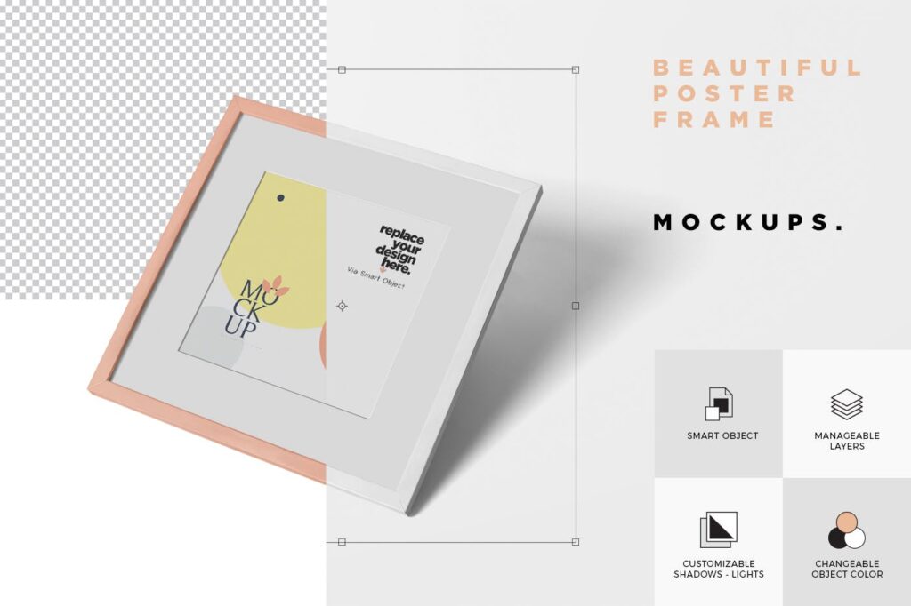 艺术风格相框模型素材样机模型下载Beautiful Poster Frame MockUps插图4