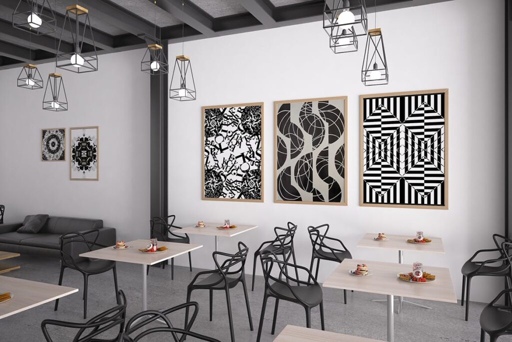 咖啡厅室内装饰木质相框模型素材下载Coffee Black White Mockup插图3