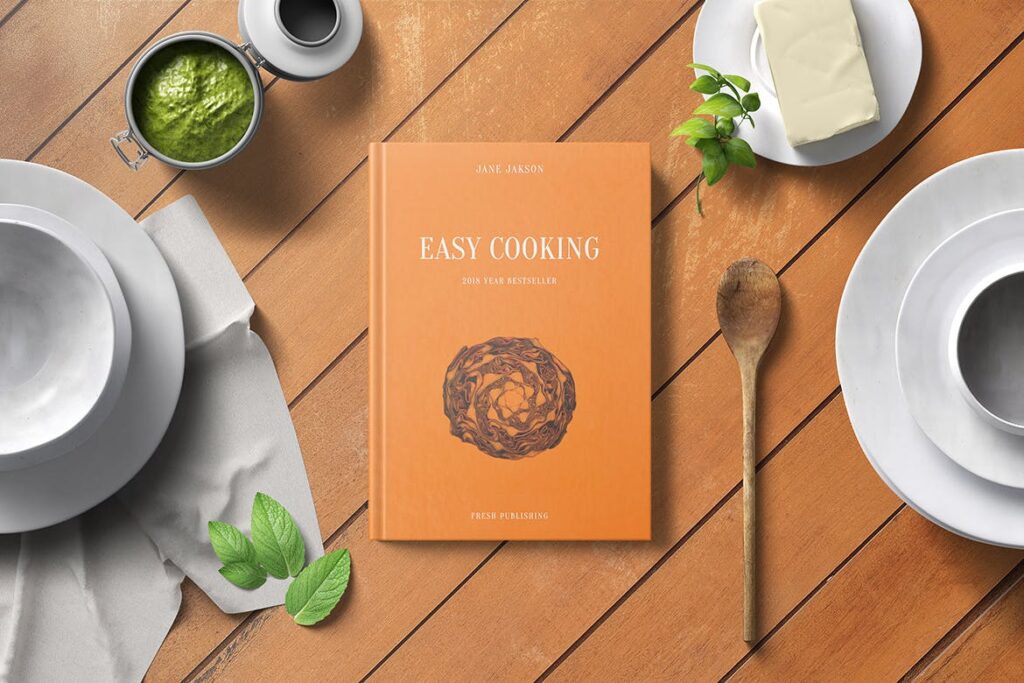 厨房烹调精装书籍模型样机下载Cook Book Mockup Kitchen Set插图4