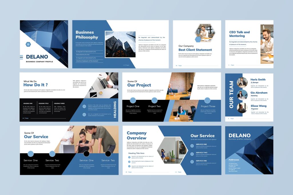企业商务手册/内部手册杂志模版素材Delano Business Portfolio Template插图4