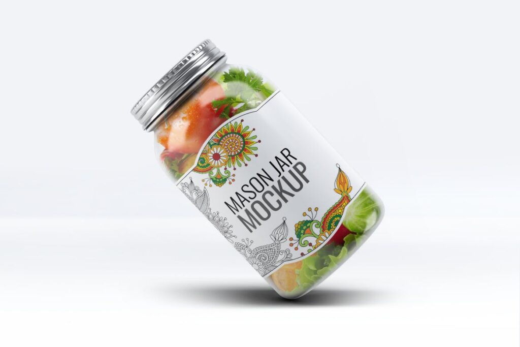 水果沙拉玻璃包装瓶模型样机效果图Mason Jar MockUp V1 272NZK插图3