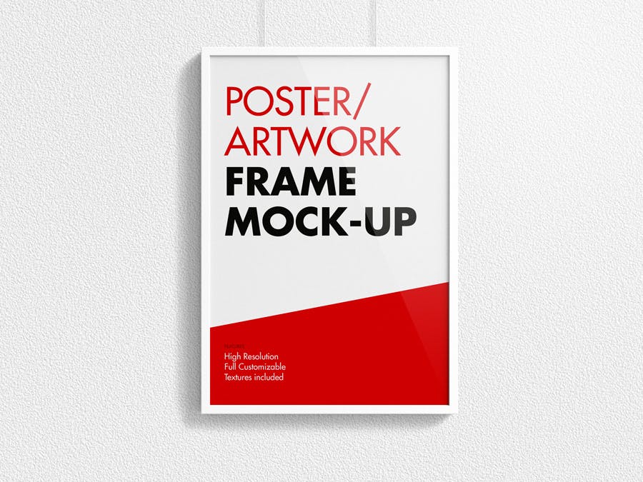9个逼真的高质量的实物模型的海报/艺术品/图片画框样机素材下载Poster Artwork Frame Mock Up插图4