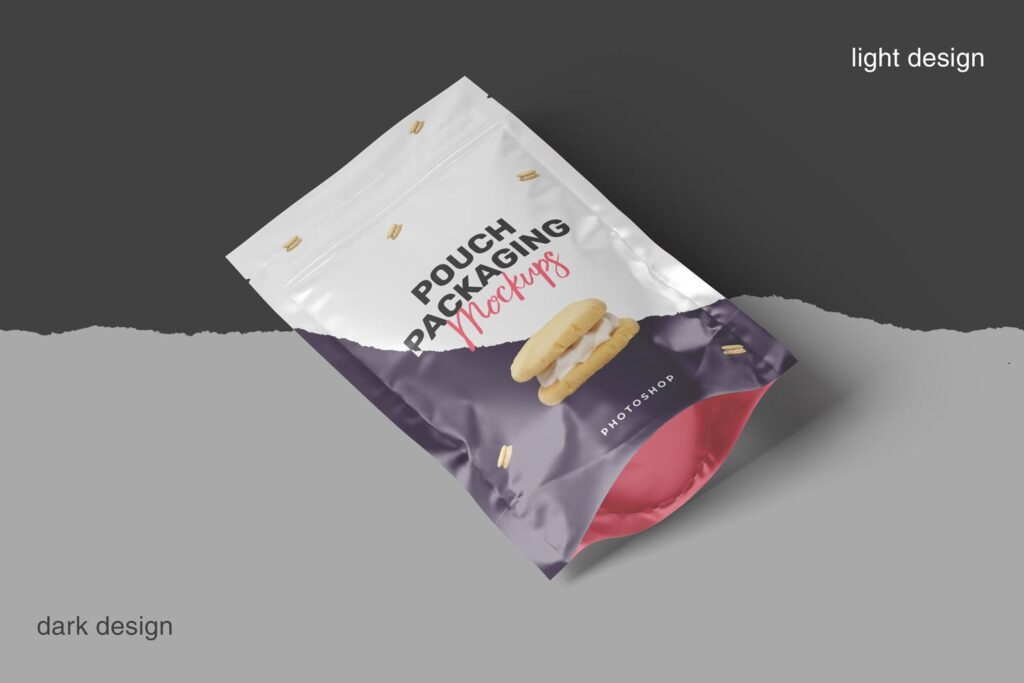 4个食品袋包装样机模型效果图下载Pouch Packaging Mockups插图4