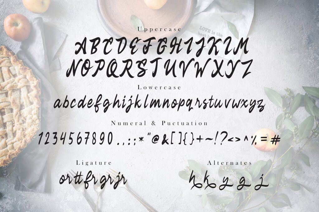 美食餐饮品牌书法风格手写英文字体下载Rekyoto Delicious Script Font插图4