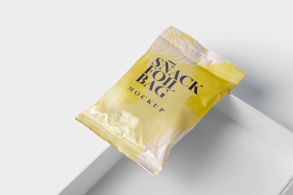 真空包装零食箔袋样机模型效果图Snack Foil Bag Mockup Slim Size插图4