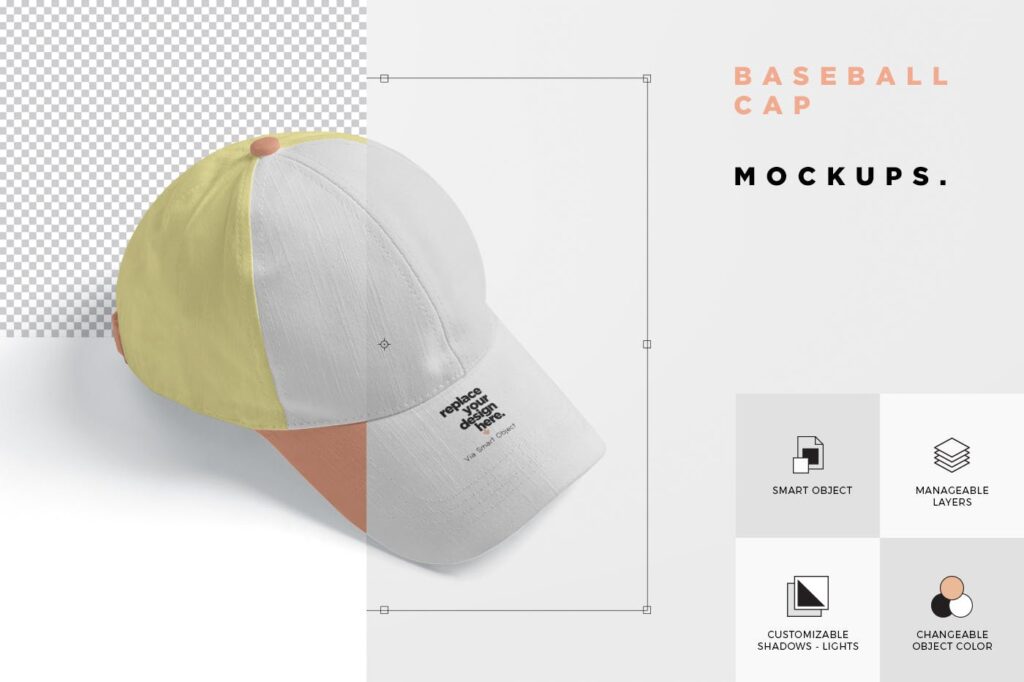 4个精致棒球帽实物模型4 Baseball Cap Mockups插图5
