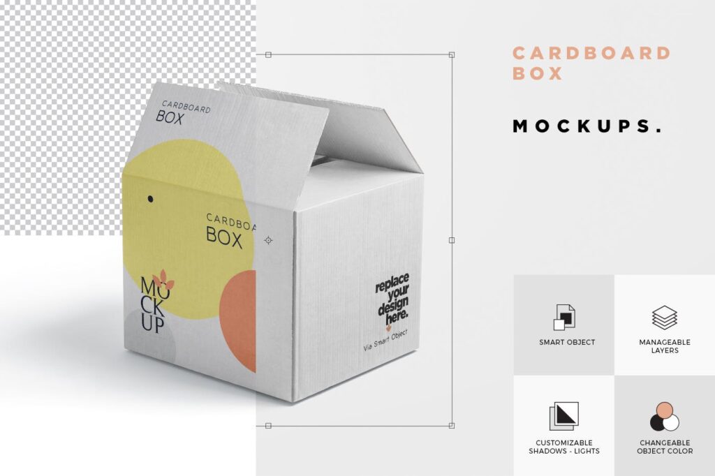 4个产品纸箱实物模型样机效果图4 Cardboard Box Mockups插图5