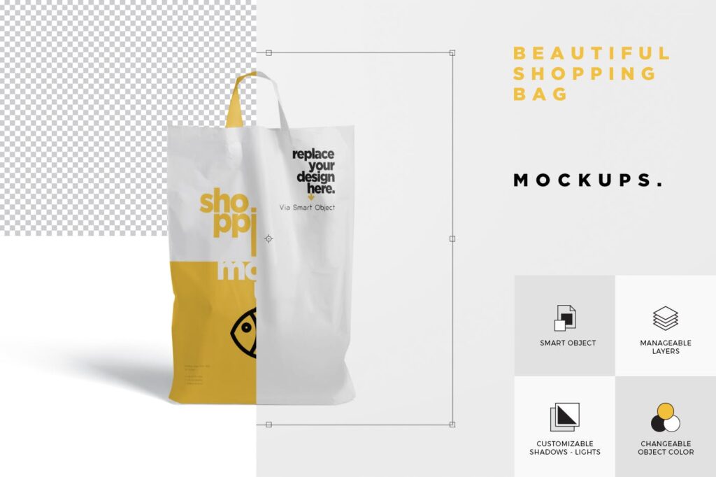 文艺简约设计购物手提袋样机模型素材下载5 Beautiful Shopping Bag Mockups插图5