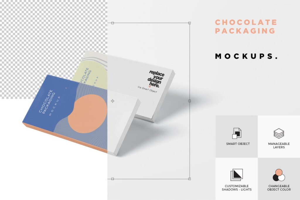 精致文艺风巧克力包装样机模型效果图Chocolate Packaging Mockup插图4