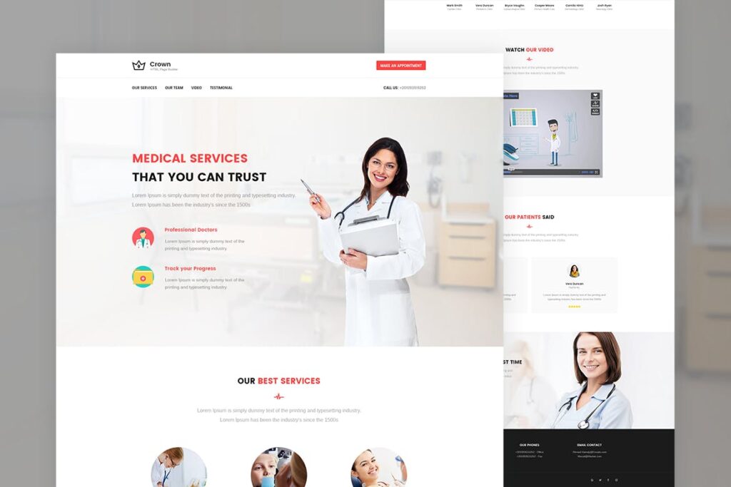 企业精致产品网站素材模板Crown Multi Purpose Html5 Landing Template 9DLFCS4插图5