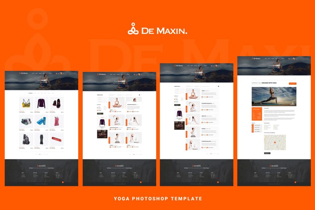 优雅简约大气瑜伽健身行业网站素材模版De Maxin Yoga PSD Template插图4