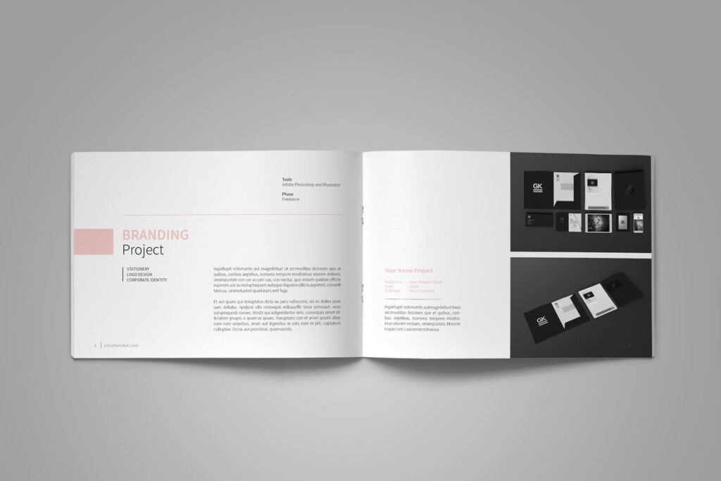 设计师工作产品/室内设计/家居设计展示画册模版Graphic Design Portfolio Template插图5