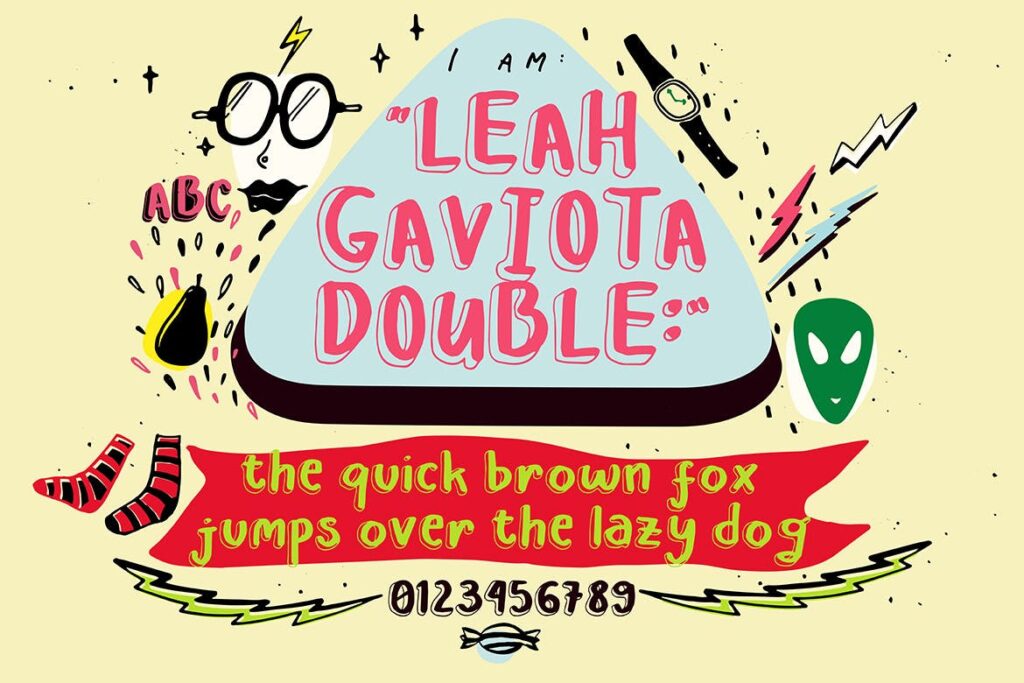 卡通手绘涂鸦字体/贺卡标题英文字体下载Leah Gaviota插图5