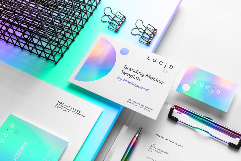 渐变光影时尚品牌VI模型样机展示效果图Lucid Branding Mockup Vol1插图5