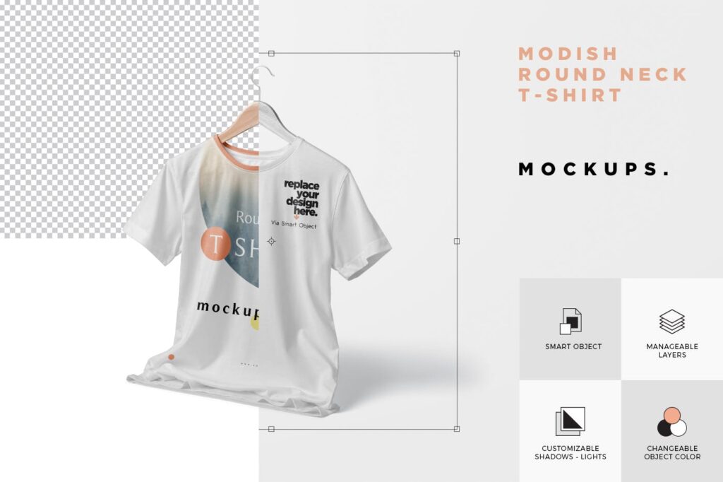 企业文化衫/服装品牌设计模型样机效果图Modish Round Neck T Shirts Mockups插图4