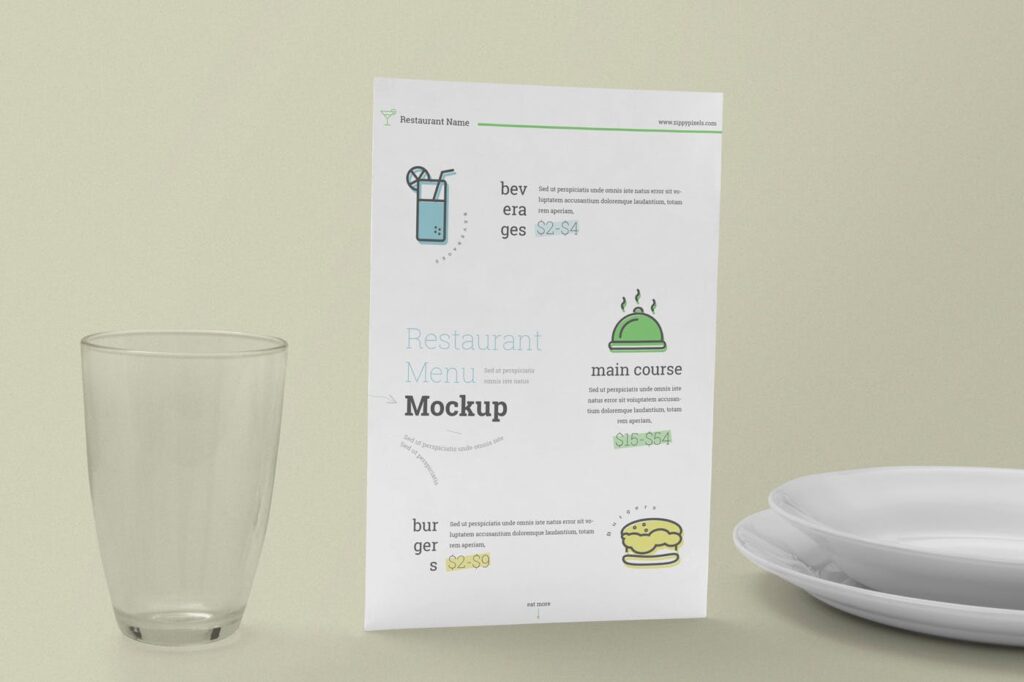 绿色生态餐厅菜单设计模型样机下载Restaurant Menu Card Mockups插图3