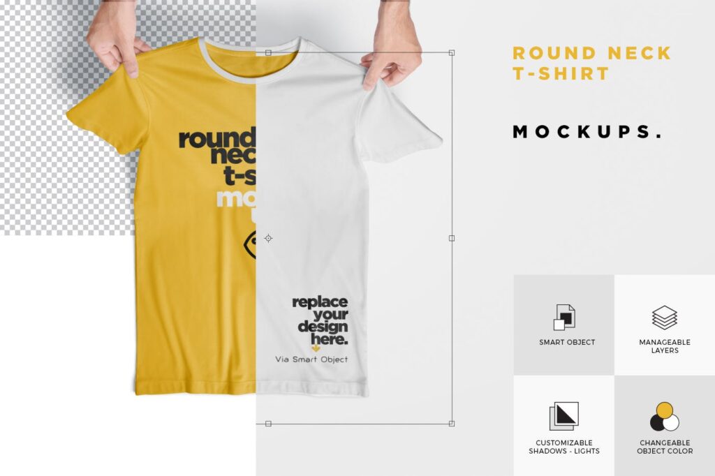 企业文化衫/圆领t恤模型/大型会议文化衫样机效果图RoundNeck T Shirt Mockups插图4