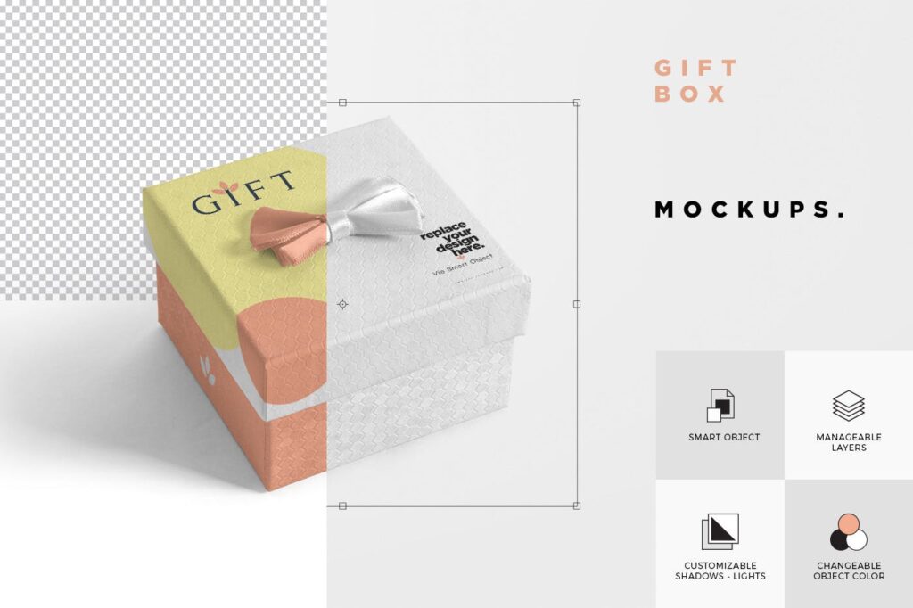 情人节方礼盒实物模型样机效果图Square Gift Box Mockups插图5