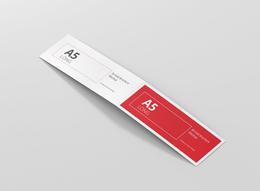 企业简约长双折页小册子psd模型样机A5 Long Bi Fold Brochure MockUp Landscape插图5