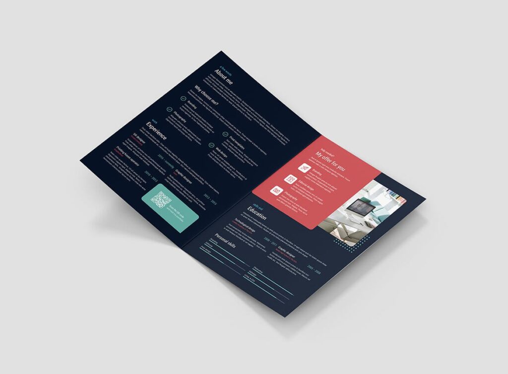 简约企业业务介绍宣传折页模板Brochure Resume Bi Fold插图6