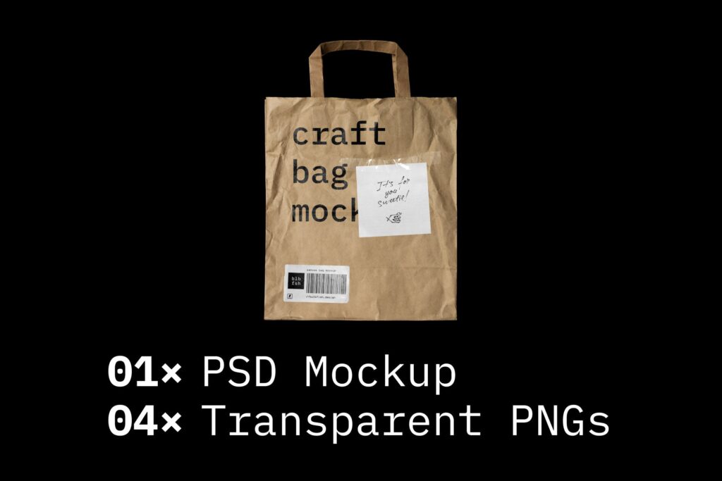 购物牛皮纸手提袋样机模型效果图Craft Bag Mockup插图6