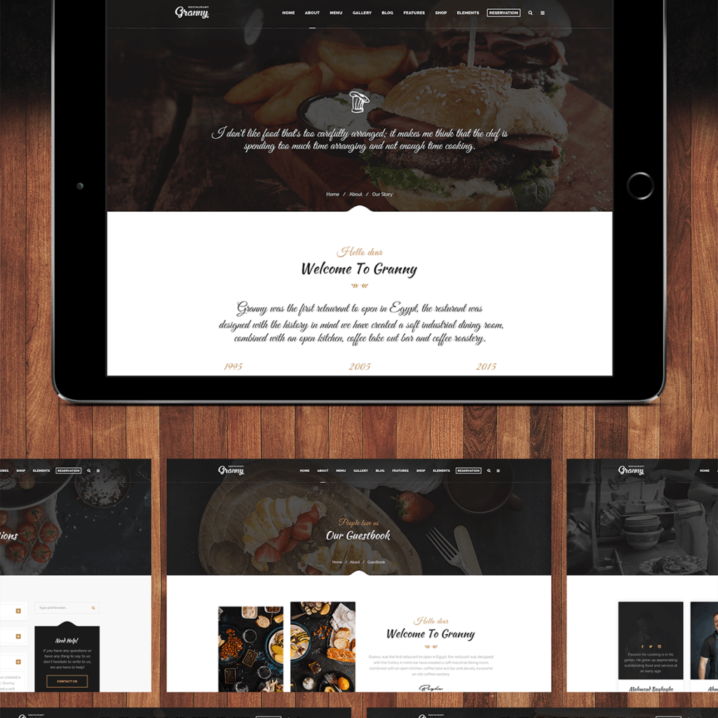 餐饮品牌主题餐厅企业网站素材模版Granny Elegant Restaurant Cafe PSD Template插图6