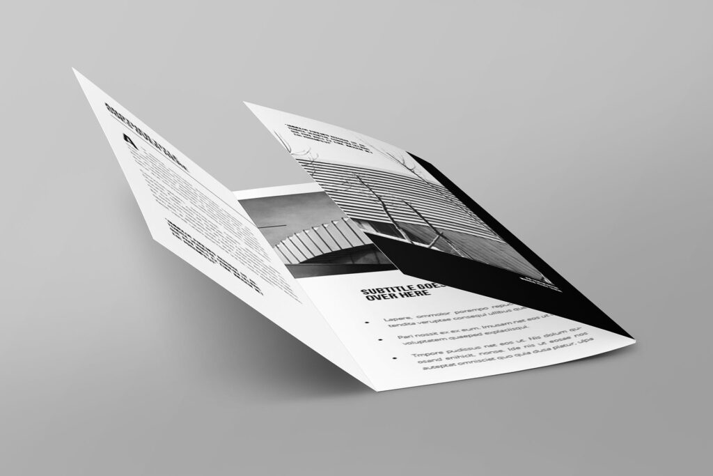 简约的黑白建筑业务介绍三折页模板Minimal Black White Architecture Trifold插图5