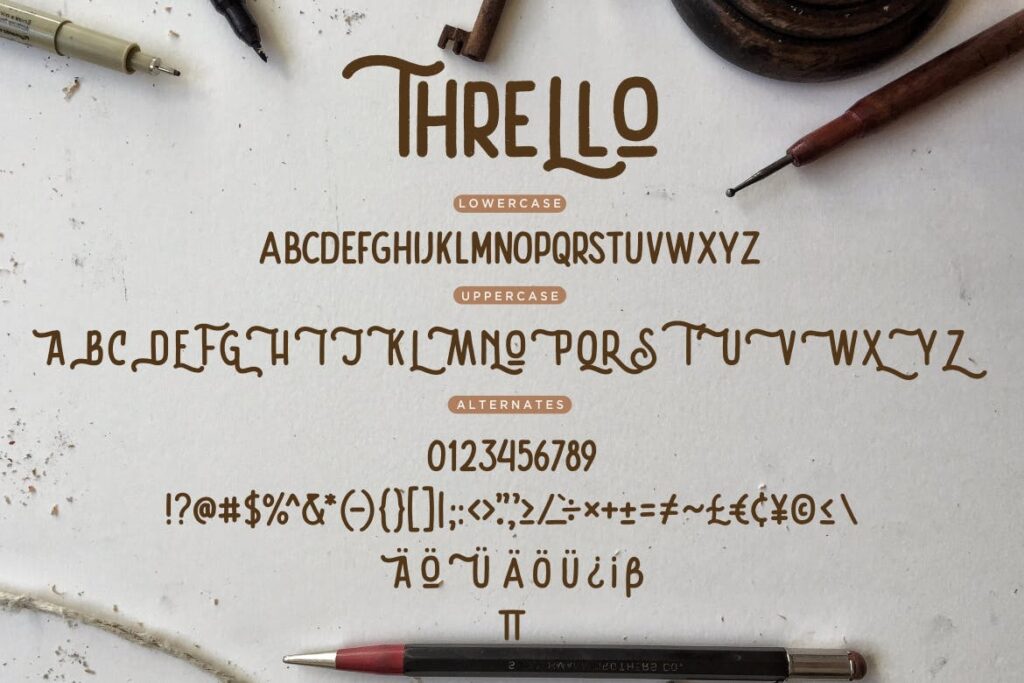 复古风格单线无衬线英文字体下载Thrello Monoline Brush插图6