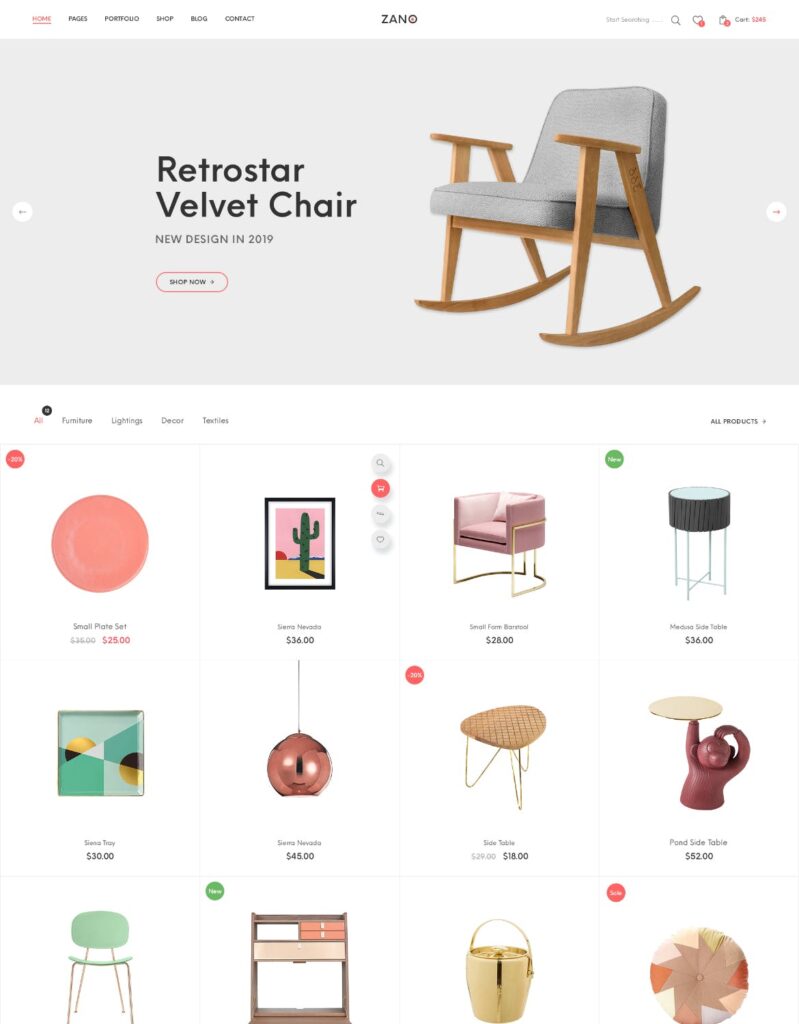 室内设计工作室/家具设计网站素材模板Zano Furniture eCommerce PSD Template插图6