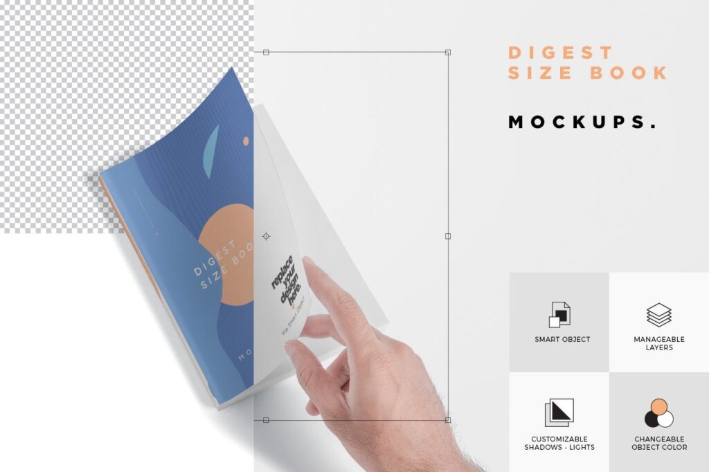 手持书籍画册/企业小册子模型样机下载Digest Size Book Mockups插图7