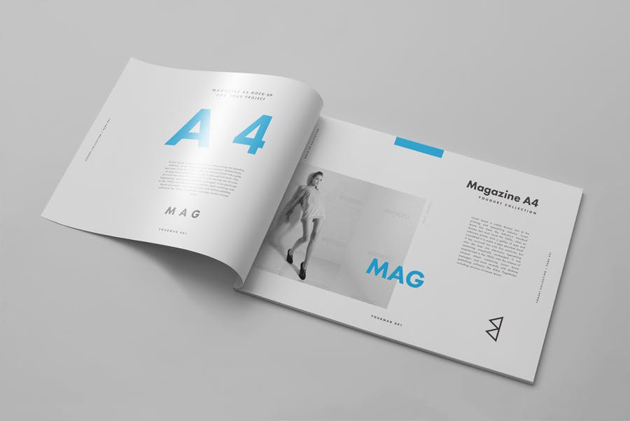 方形逼真的A4横向杂志/目录模型样机素材下载Horizontal A4 Magazine Mock up 2插图7