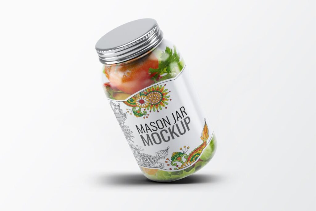 水果沙拉玻璃包装瓶模型样机效果图Mason Jar MockUp V1 272NZK插图6
