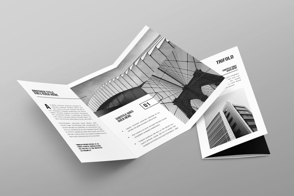 简约的黑白建筑业务介绍三折页模板Minimal Black White Architecture Trifold插图6