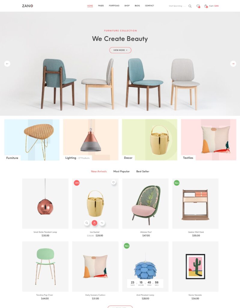 室内设计工作室/家具设计网站素材模板Zano Furniture eCommerce PSD Template插图7