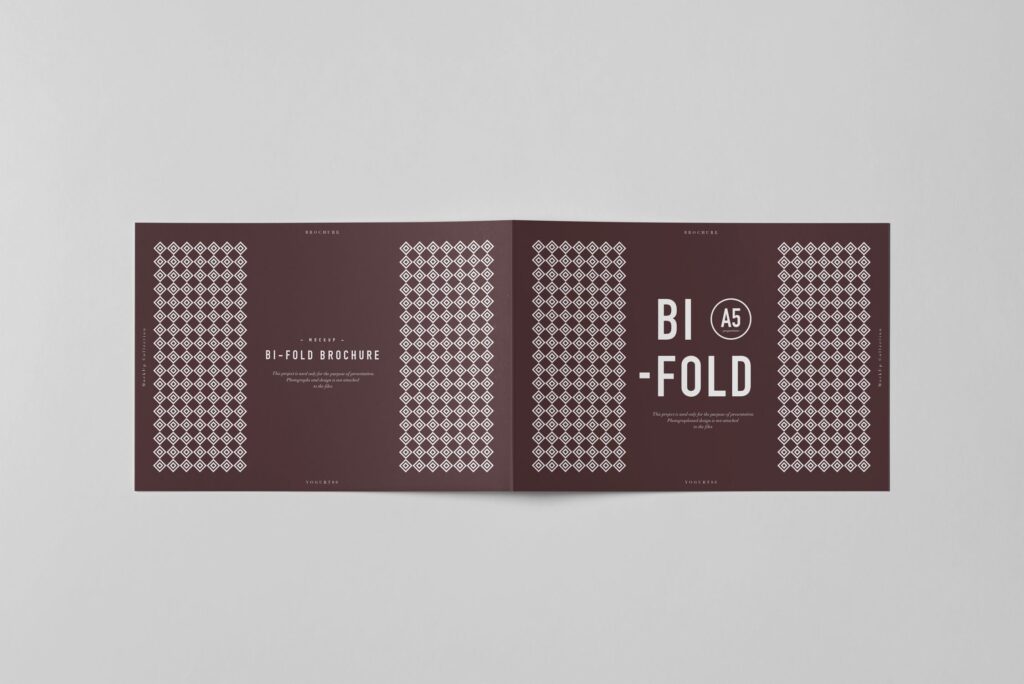 企业简约三折A5小册子模型样机素材下载Bi Fold Horizontal A5 Brochure Mockup 2插图8