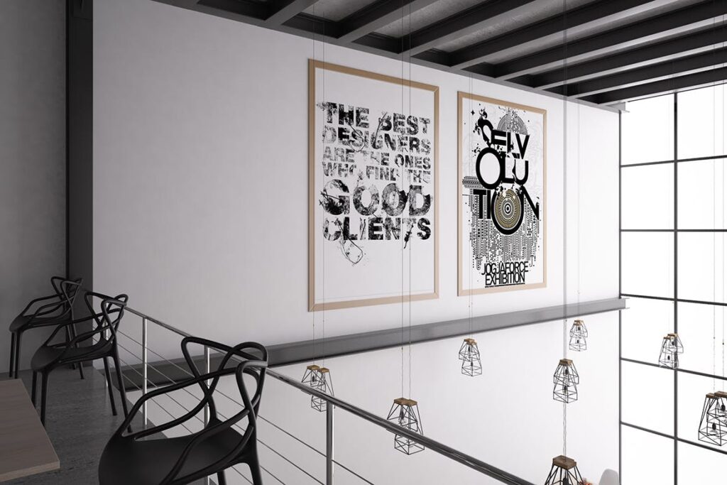 咖啡厅室内装饰木质相框模型素材下载Coffee Black White Mockup插图7