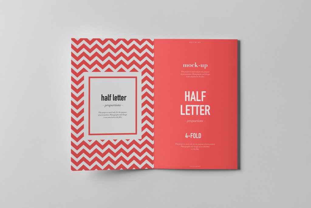 企业宽版四折页/产品小册子模型样机素材下载Four Fold Half Letter Brochure Mock up插图8