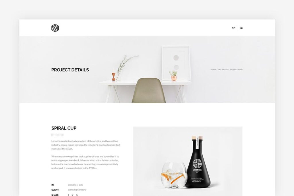 多用途摄影师工作室网站素材模板No Skip Creative Agency Portfolio PSD Template插图8