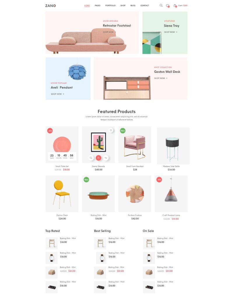 室内设计工作室/家具设计网站素材模板Zano Furniture eCommerce PSD Template插图8