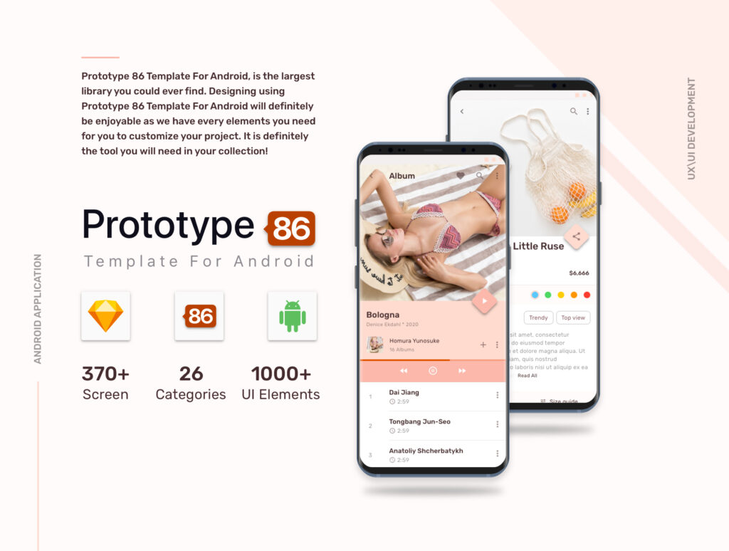 女性服装电商素材模型uikit素材下载prototype 86 Template For Android 设计口袋