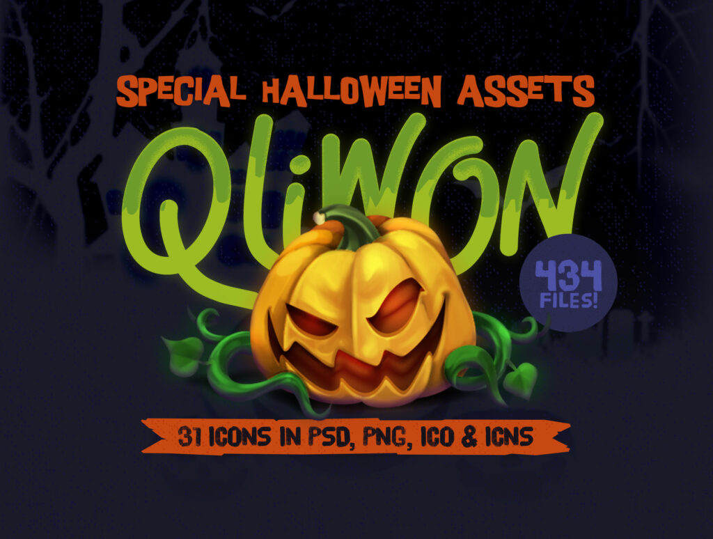 万圣节风格主题图标创意插图设计QLIWON Halloween Icon Set插图1
